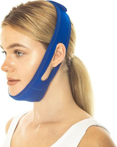 حزام شد الوجه لتقليل الذقن المزدوج، حزام الذقن المضاد للشخير وتنحيف الوجه، شد الجلد، حزام شد (أزرق) in Kuwait