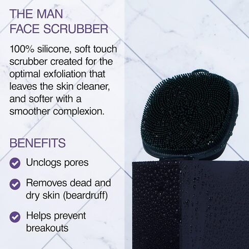 The Man Silicone Face Scrubber for Men - Gentle Exfoliator Face Massager - Flex Face Brush for Men - Removes Dead & Dry Skin - Face Care Grooming Routine - Face Scrubber & Bathroom Accessory (1Pack) in Saudi Arabia