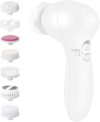 فرشاة تنظيف الوجه الكهربائية 7 في 1 - فرشاة فابوداي لتدوير بشرة الوجه للتنظيف العميق والتقشير اللطيف وإزالة الرؤوس السوداء والتدليك، فرشاة تنظيف الوجه التي تعمل بالبطارية in Kuwait