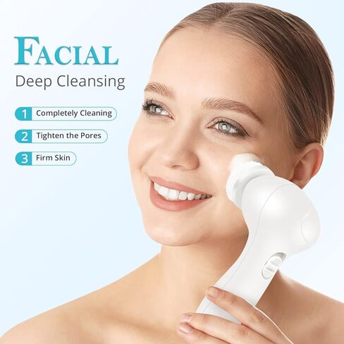 فرشاة تنظيف الوجه الكهربائية 7 في 1 - فرشاة فابوداي لتدوير بشرة الوجه للتنظيف العميق والتقشير اللطيف وإزالة الرؤوس السوداء والتدليك، فرشاة تنظيف الوجه التي تعمل بالبطارية in Kuwait