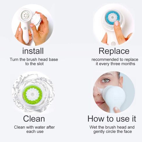 Replacement Facial Cleansing Brush Head Compatible with Clarisonic Mia 1, Mia 2, Mia Fit, Alpha Fit, Smart Profile Uplift and Alpha Fit (Blue1+green1, 2 Pack) in Kuwait
