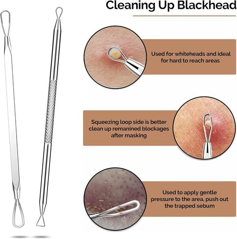 Dermated [16 Pack] Blackhead Remover Tools Pimple Popper Tool Kit | Stainless Steel Professional Pimple Extractor Tool Kit for Blackheads, Blemish, Comdone, Acne, Zit, and Whiteheads for Face & Nose in Saudi Arabia