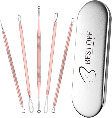 Blackhead Remover Tool, Pimple Popper Tool Kit, Blackhead Extractor Tool for Face, Extractor Tool for Comedone Zit Acne Whitehead Blemish, Stainless Steel Extraction Tools in Kuwait