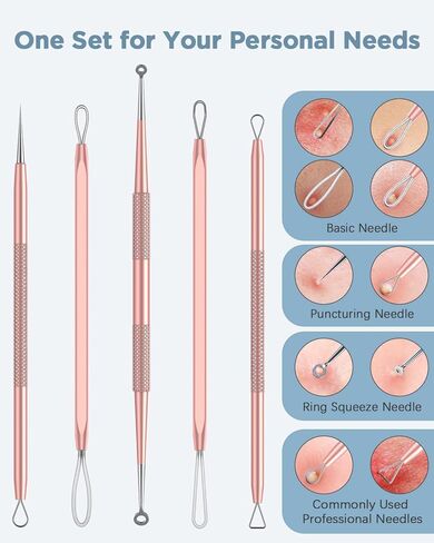 Blackhead Remover Tool, Pimple Popper Tool Kit, Blackhead Extractor Tool for Face, Extractor Tool for Comedone Zit Acne Whitehead Blemish, Stainless Steel Extraction Tools in Kuwait