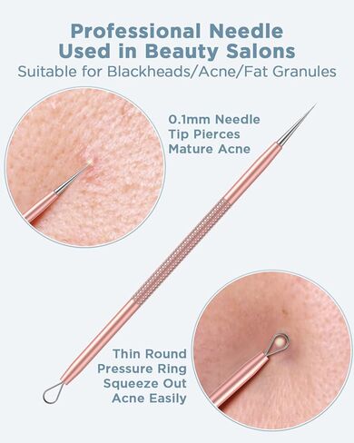 Blackhead Remover Tool, Pimple Popper Tool Kit, Blackhead Extractor Tool for Face, Extractor Tool for Comedone Zit Acne Whitehead Blemish, Stainless Steel Extraction Tools in Kuwait