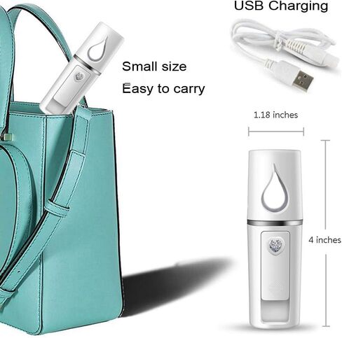 Portable Nano Facial Mister Mini Facial Steamer Atomization Eyelash Extensions with Mirror & 20ml Visual Water Tank (2 Packs) in Kuwait
