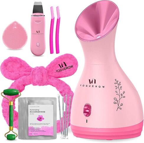 Facial Steamer Spa Kit with Complimentary 8 Skin Care Tools | Face Steamer for Facial Deep Cleaning with Towel Warmer & Humidifier Mode| Self Care Gifts for Women, Spa Gifts, Birthday Gifts for Women in Saudi Arabia