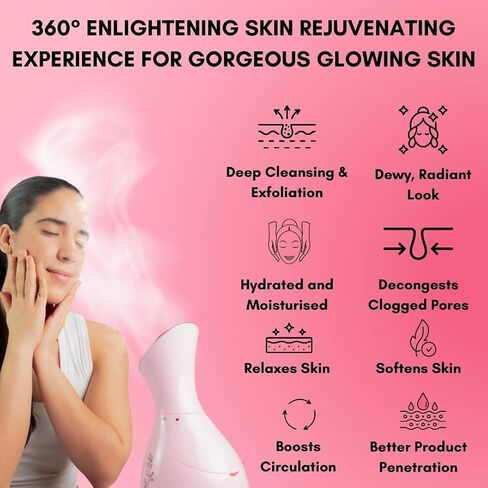 Facial Steamer Spa Kit with Complimentary 8 Skin Care Tools | Face Steamer for Facial Deep Cleaning with Towel Warmer & Humidifier Mode| Self Care Gifts for Women, Spa Gifts, Birthday Gifts for Women in Saudi Arabia