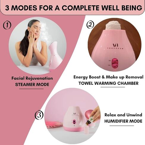 Facial Steamer Spa Kit with Complimentary 8 Skin Care Tools | Face Steamer for Facial Deep Cleaning with Towel Warmer & Humidifier Mode| Self Care Gifts for Women, Spa Gifts, Birthday Gifts for Women in Saudi Arabia