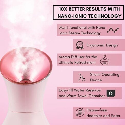Facial Steamer Spa Kit with Complimentary 8 Skin Care Tools | Face Steamer for Facial Deep Cleaning with Towel Warmer & Humidifier Mode| Self Care Gifts for Women, Spa Gifts, Birthday Gifts for Women in Saudi Arabia