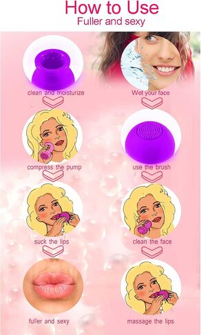 Lip Plumper Device, Lips Enhancer Lip Vacuum Suction Beauty Bigger Mouth Quickly Face Clean Massage Silicone Lip Pump with Brush() in Saudi Arabia