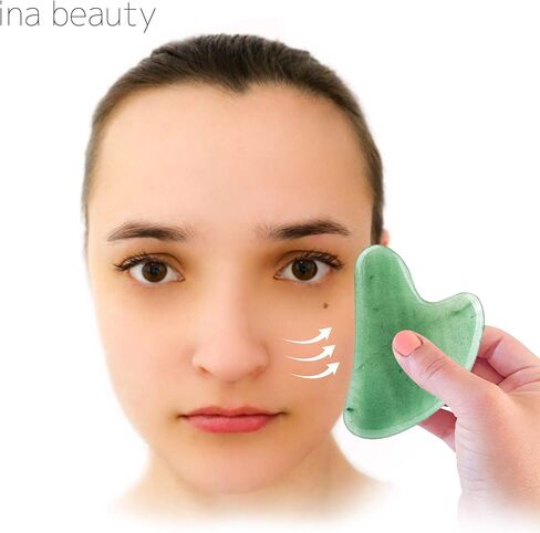 Ina Beauty Large Gua Sha Heart Natural Jade Stone for Face to Lift, Decrease Puffiness and Tighten in Saudi Arabia