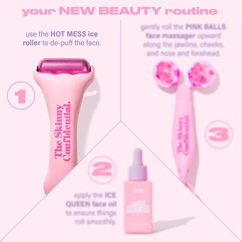 THE SKINNY CONFIDENTIAL HOT MESS Ice Roller, Skin Care Tools to Debloat, Derma Roller for Clear Skin & Natural Radiance, Facial Roller for Lymphatic Drainage, Gets Cold Fast & Stays Cold Long in Saudi Arabia