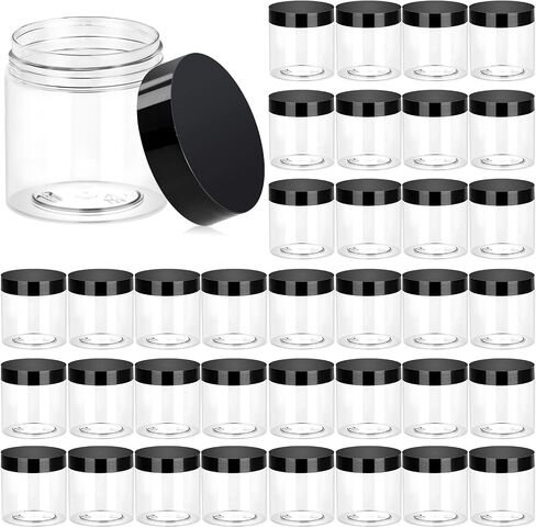 36 Pack 1 OZ Plastic Jars Round Clear Cosmetic Container Jars with Lids, Eternal Moment Plastic Slime Jars for Lotion, Cream, Ointments, Makeup, Eye shadow, Rhinestone, Samples, Pot, Travel Storage in Saudi Arabia