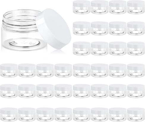 36 Pack 1 OZ Plastic Jars Round Clear Cosmetic Container Jars with Lids, Eternal Moment Plastic Slime Jars for Lotion, Cream, Ointments, Makeup, Eye shadow, Rhinestone, Samples, Pot, Travel Storage in Saudi Arabia