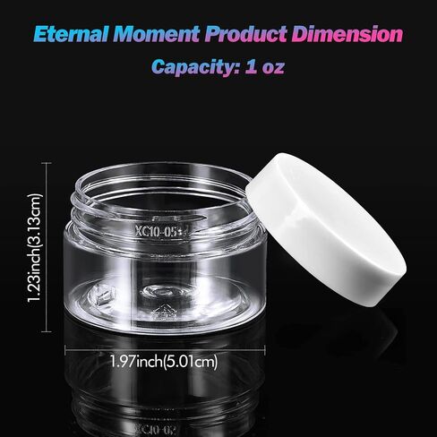 36 Pack 1 OZ Plastic Jars Round Clear Cosmetic Container Jars with Lids, Eternal Moment Plastic Slime Jars for Lotion, Cream, Ointments, Makeup, Eye shadow, Rhinestone, Samples, Pot, Travel Storage in Saudi Arabia