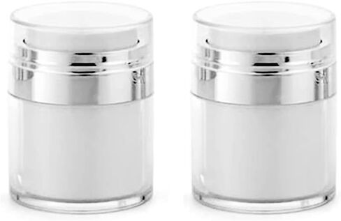 Furnido 2 Pack 1 oz Airless Pump Jars,Empty Acrylic Makeup Cosmetic Jar Containers with Pump,Refillable Airless Travel Lotion Jar With Lid for Thick Moisturizer,Skincare Cream,White in Saudi Arabia