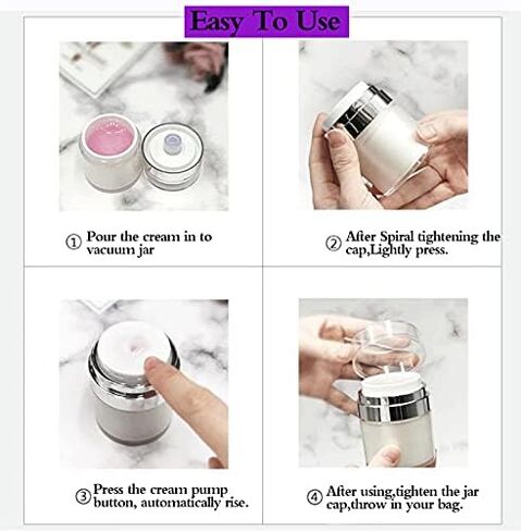 Furnido 2 Pack 1 oz Airless Pump Jars,Empty Acrylic Makeup Cosmetic Jar Containers with Pump,Refillable Airless Travel Lotion Jar With Lid for Thick Moisturizer,Skincare Cream,White in Saudi Arabia