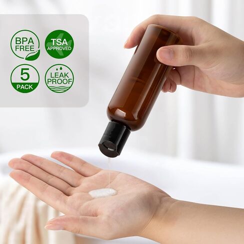 3.4 oz Travel Bottles for Toiletries, Empty Travel Size Containers Tsa Approved, 5PCS Small Plastic Shampoo Bottles with Labels (100ml) in Saudi Arabia