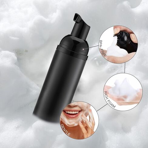 Tekson 3 PCS Soap Foam Bottle (2 oz), Empty Travel Foaming Lash Shampoo for Cleanser, Dispenser (Black&White&Pink Pump) in Saudi Arabia