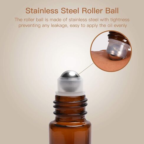 ULG 8-/48-Pack Essential Oil Roller Bottles 10ml, Cobalt Blue/Amber Glass Empty Bottles with Stainless Steel Roller Balls and Waterproof Labels, Roller Balls For Essential Oils in Saudi Arabia