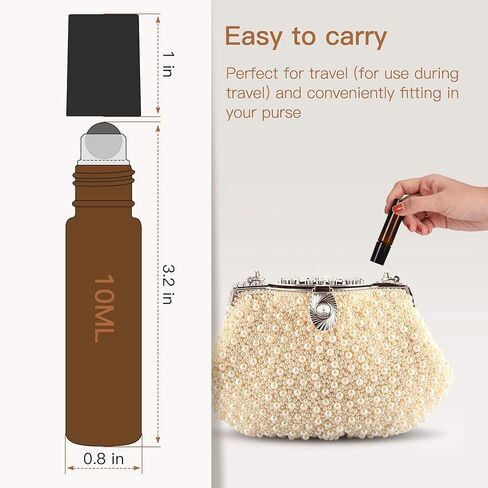 ULG 8-/48-Pack Essential Oil Roller Bottles 10ml, Cobalt Blue/Amber Glass Empty Bottles with Stainless Steel Roller Balls and Waterproof Labels, Roller Balls For Essential Oils in Saudi Arabia