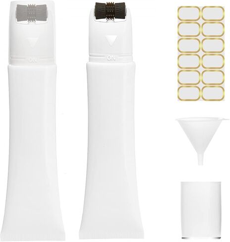 Yoken 60ml Roller Bottles 2 Pack, Face Roller Essential Oil Roller Bottles, Eye Roller, Essential Oil Bottles with Silicone Roller for Massaging and Moisturizing Your Face, Neck with Funnel, Stickers in Kuwait