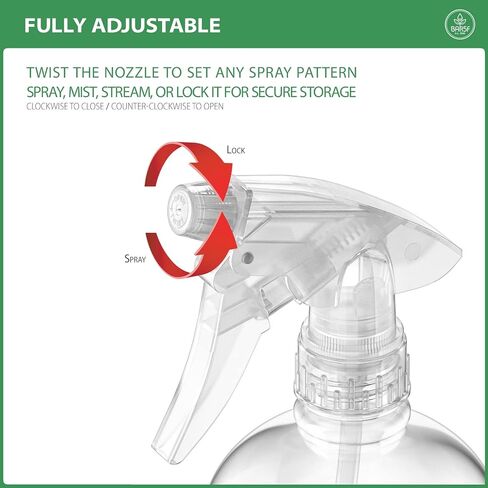 Bar5F Plastic Spray Bottle, 16 oz | Leak Proof, Empty, Clear, Trigger Handle, Adjustable Fine to Stream Output, Refillable, Heavy Duty Sprayer for Hair Salons & Spas, Household Cleaners, Cooking in Saudi Arabia