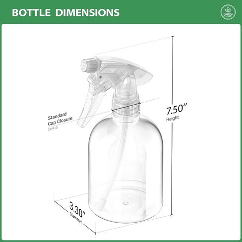 Bar5F Plastic Spray Bottle, 16 oz | Leak Proof, Empty, Clear, Trigger Handle, Adjustable Fine to Stream Output, Refillable, Heavy Duty Sprayer for Hair Salons & Spas, Household Cleaners, Cooking in Saudi Arabia