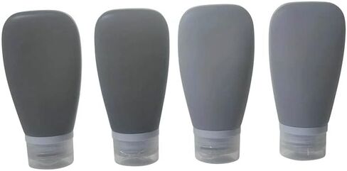 Leak Proof Silicone Soft Refillable Bottles,TSA 3oz, BPA Free, New 3-Layer Top, Travel Empty Squeeze Bottles for Toiletries, Lotions, Shampoos 3pk (Black-Gray-Blue) in Saudi Arabia