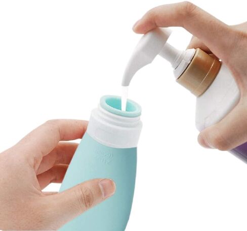 Leak Proof Silicone Soft Refillable Bottles,TSA 3oz, BPA Free, New 3-Layer Top, Travel Empty Squeeze Bottles for Toiletries, Lotions, Shampoos 3pk (Black-Gray-Blue) in Saudi Arabia