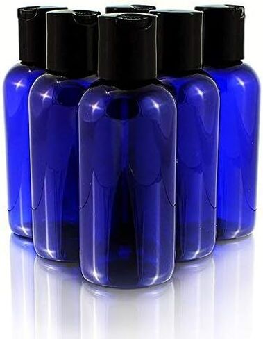 Cornucopia Brands 4oz Empty Cobalt Blue Plastic Squeeze Bottles with Disc Top Flip Cap (6 pack); BPA-Free Containers For Shampoo, Lotions, Liquid Body Soap, Creams in Kuwait