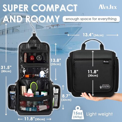 Travel Toiletry Bag for Men and Women - Large Hanging Toiletry Organizer - Waterproof Hygiene Bag with Metal XXL Swivel Hook, with YKK Zippers and 19 Compartments for Toiletries, Makeup, Cosmetics in Saudi Arabia