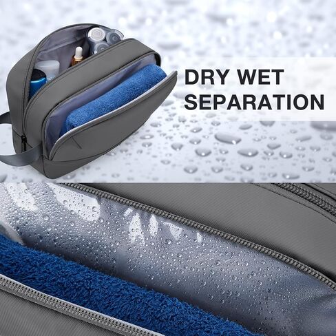 BAGSMART Travel Toiletry Bag for Men, Dopp Kit Water Resistant Shaving Bag for Toiletries Accessories, Black-Medium in Kuwait