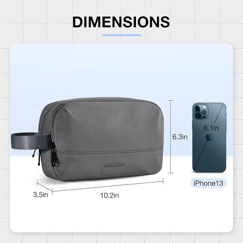 BAGSMART Travel Toiletry Bag for Men, Dopp Kit Water Resistant Shaving Bag for Toiletries Accessories, Black-Medium in Kuwait