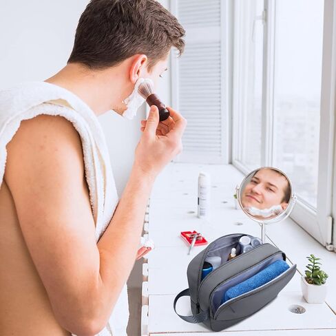 BAGSMART Travel Toiletry Bag for Men, Dopp Kit Water Resistant Shaving Bag for Toiletries Accessories, Black-Medium in Kuwait