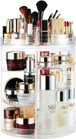 AMEITECH Makeup Organizer, 360 Degree Rotating Adjustable Cosmetic Storage Display Case with 8 Layers Large Capacity, Fits Jewelry, Makeup Brushes, Lipsticks and More, Clear Transparent in Saudi Arabia