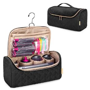 Yarwo Travel Case Compatible for Dyson Airwrap Complete Styler and Attachments, Portable Storage Bag with Hanging Hook for Hair Curler Accessories, Black (Patent Design)