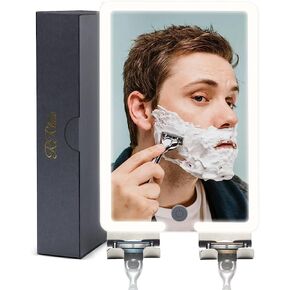 RRtide Heated Shower Mirror Fogless for Shaving with LED Light of 8X5.5inch, Rechargeable Fogless Mirror for Shower with 2 Razor Holders, Made of Real Glass, No Distortion in Kuwait