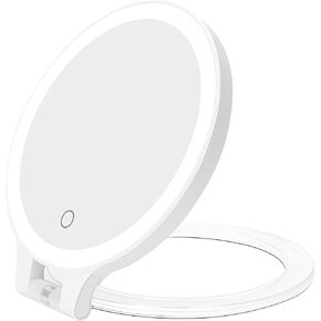 deweisn Magnifying Mirror 10X/1X, Double Sided Tabletop Mirror with Adjustable Folding Cosmetic Mirror with Lights for Makeup/Travel, Blackhead and Comedone Removal-3 Colors Light in Kuwait