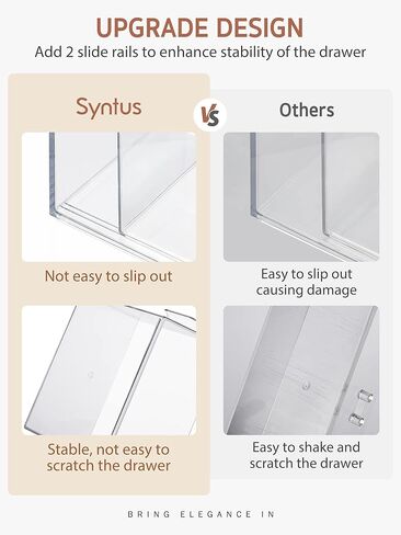 Syntus 3 Piece Set Stackable Makeup Organizer Drawers, 4.4'' Tall Acrylic Bathroom Storage Drawer, Plastic Cosmetics Box for Vanity, Undersink, Skincare, Kitchen Cabinets, Pantry Organization in Kuwait