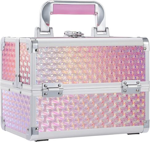 FRENESSA Makeup Train Case Cosmetic Organizer Case Portable Makeup Box with Mirror 2 Trays Lockable Make up Travel Storage Case for Makeup Artist, Nail Kits, Makeup Tools Makeup Case Modern Black in Saudi Arabia