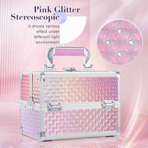 FRENESSA Makeup Train Case Cosmetic Organizer Case Portable Makeup Box with Mirror 2 Trays Lockable Make up Travel Storage Case for Makeup Artist, Nail Kits, Makeup Tools Makeup Case Modern Black in Saudi Arabia