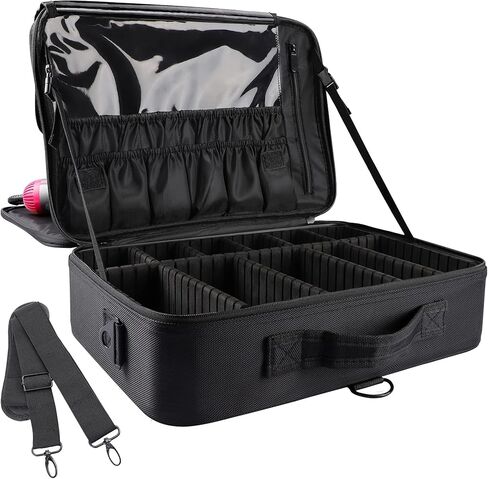 JOURMON Travel Makeup Bag Train Case Cosmetic Case Organizer Portable Artist Storage Bag with Adjustable Dividers for Cosmetics Makeup Brushes Toiletry Jewelry Digital Accessories(Black,S) in Saudi Arabia