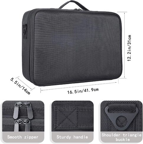JOURMON Travel Makeup Bag Train Case Cosmetic Case Organizer Portable Artist Storage Bag with Adjustable Dividers for Cosmetics Makeup Brushes Toiletry Jewelry Digital Accessories(Black,S) in Saudi Arabia