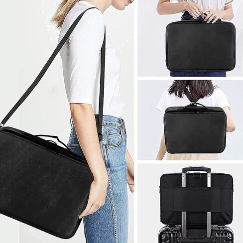 JOURMON Travel Makeup Bag Train Case Cosmetic Case Organizer Portable Artist Storage Bag with Adjustable Dividers for Cosmetics Makeup Brushes Toiletry Jewelry Digital Accessories(Black,S) in Saudi Arabia