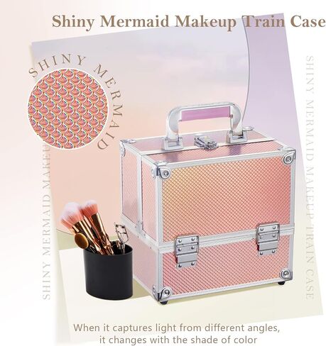 FRENESSA Makeup Train Case 11.8 Inch Extra Large Makeup Organizer Case 3 Trays with Mirror Cosmetic Travel Storage Box for Makeup Artist Nail Tech Craft Supplies Case Black in Saudi Arabia