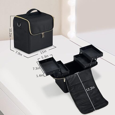 Stagiant Soft Makeup Box, Large Makeup Organizer Case, Professional Nail Train Bag Carrying Case Artist Travel Cosmetic Storage Handbag, with 4 Trays for Jewelry Make-Up Brushes Toiletry in Saudi Arabia