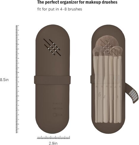 حامل فرش مكياج للسفر من JDZJUCHU، حقيبة تنظيم المكياج، حقيبة مستحضرات التجميل، منظم أدوات الزينة، محفظة فرش مكياج صغيرة من السيليكون (جوز) in Kuwait