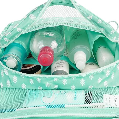 Narwey Hanging Toiletry Bag for Women Travel Makeup Bag Organizer Toiletries Bag for Travel Size Cosmetics Essentials Accessories (Blue Flower) in Kuwait